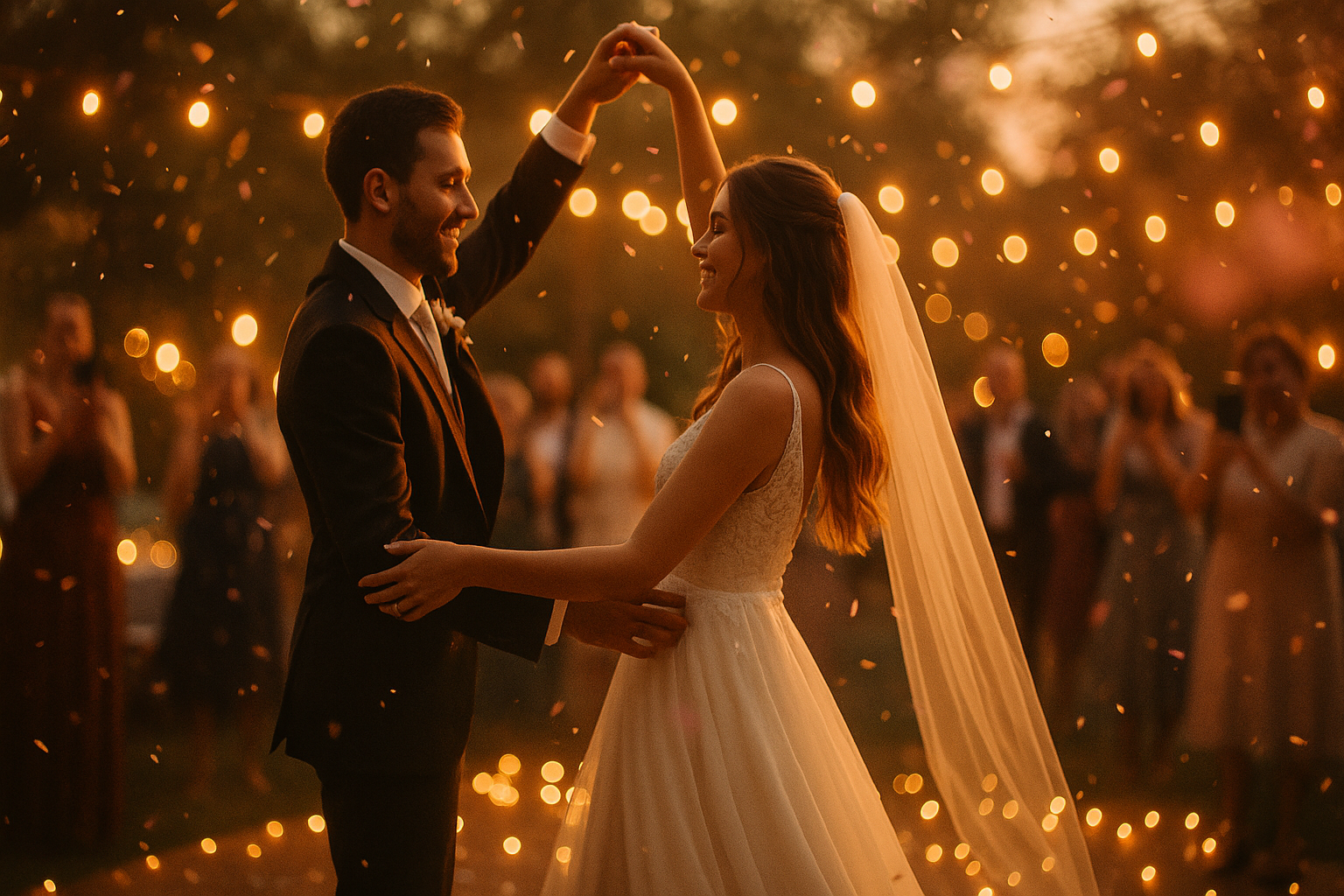 Newlyweds celebrating on the dance floor